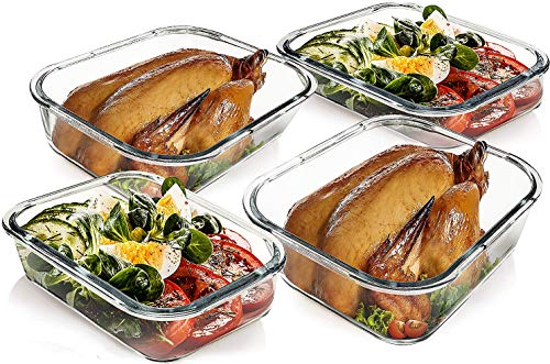 80 oz & 36 oz Extra Large Glass Food Storage Containers with Lids (gray)
