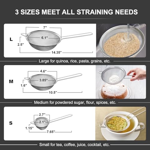 Fine Mesh Strainer Set of 3 (2.7", 4.6", 7" (3pcs))