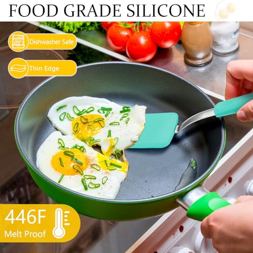 2 Pcs Mini Silicone Cookie Brownie Spatula (Solid Flat / Green)