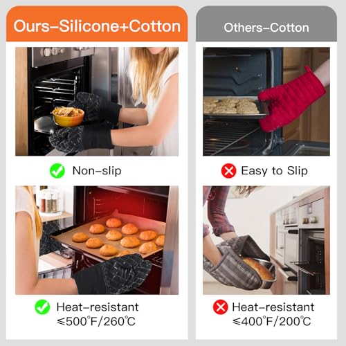 Oven Mitts and Pot Holders Kitchen Oven Glove (Black)