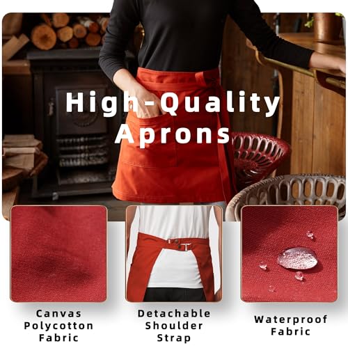 Waist Apron for Men Server Bistro Half 4251BY (1 Pack / Rust Red)
