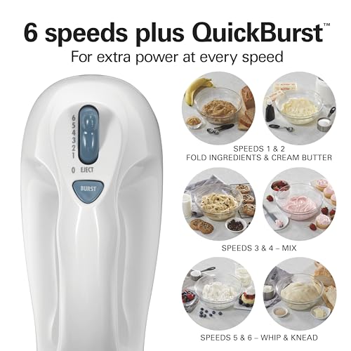6 Speed Electric Hand Mixer With QuickBurst and Bowl Rest (Traditional Beaters)