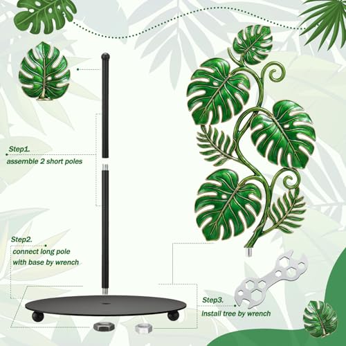 Tropical Monstera Paper Towel Holder with Round Base Boho Bathroom Decor Green Leaf Dispenser Kitchen Paper Holder Stand for Countertop Toilet Home Accessories (Multicolored)