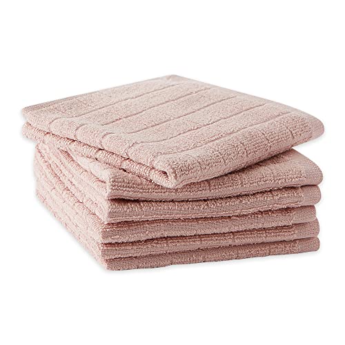 Basic Terry Collection Solid Windowpane Dishcloth Set (Pale Mauve / 12x12")