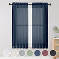 Blue Sheer Curtains (Navy Blue / 42"W x 63"L (Pack of 2))
