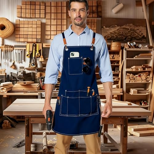 Canvas Work Apron (Blue)