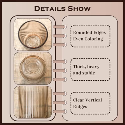 Smokey Gray Ribbed Drinking Glasses Set of 6 (6pcs-Gray-8.5oz)