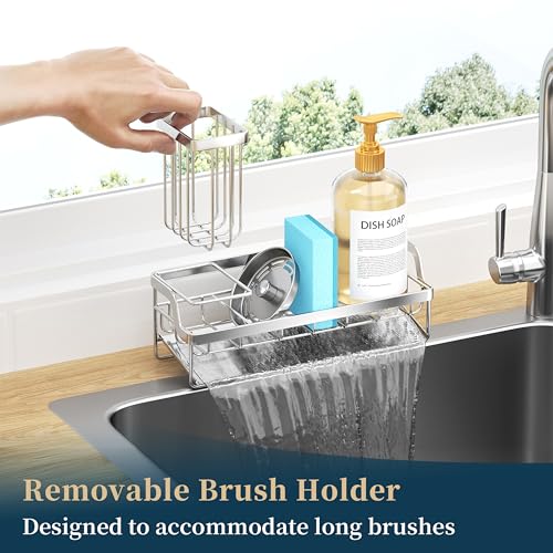 Sponge Holder for Kitchen Sink (Silver / Large)