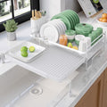 Extendable Dish Drying Rack (White / 12.8"-21.0" x 16.5" x 6.5")