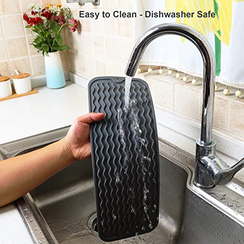 Small Dish Drying Mat for Kitchen Counter (Dark Gray / 17" x 6")