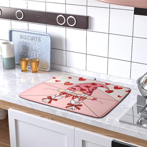 Valentine's Day Love Letter Dish Drying Mat for Kitchen Counter (Valentine Letter / 16" x 18")