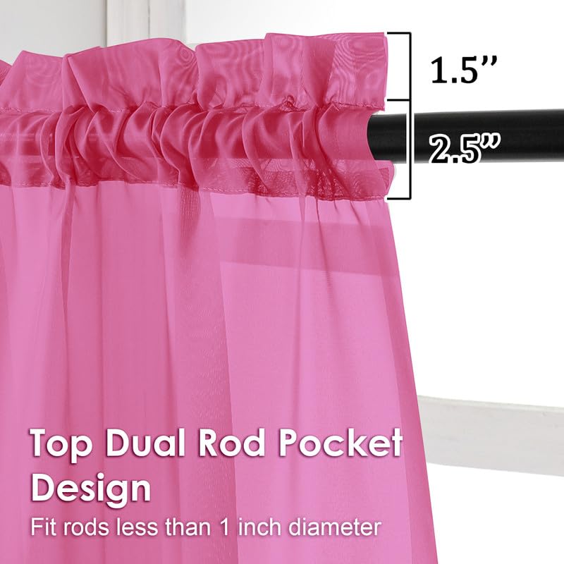 Hot Pink Sheer Curtains 96 Inches Long 2 Panels (Hot Pink / 42"W x 96"L (Pack of 2))