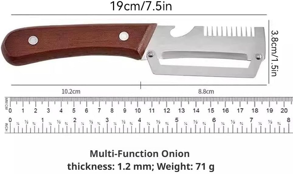 2PCS 3-in-1 Multifunctional Vegetable Peeler, Multifunctional Stainless Steel Peeler, Wooden Peeler, with Bottle Opener & Green Onion Comb Teeth, Kitchen Peeling Tool ﻿