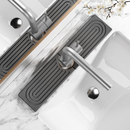 Stone Faucet Mat for Kitchen Sink (Dark Gray / 20" x 4")