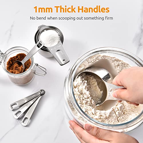 Measuring Cups and Spoons Set of 15 (Silver)