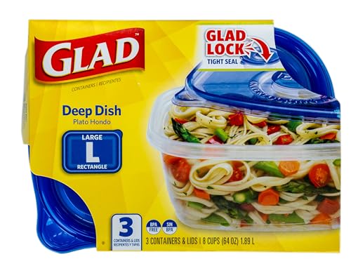 GladWare Deep Dish Food Storage Containers (Rectangle / 64 oz - 3 Count)