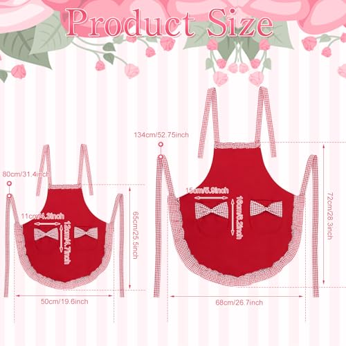 2 Pack Parent and Child Aprons Set (Red)
