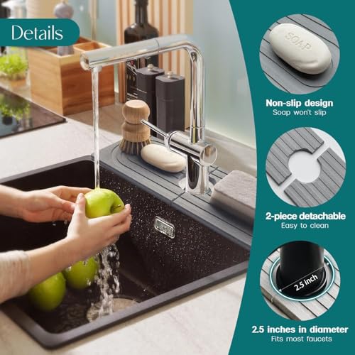 Faucet Mat for Kitchen Sink (Gray / 15" x 5.3")