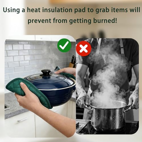 4 Pack Pot Holders for Kitchen Clearance Oven Potholders Sets for Kitchens Hot Pads for Kitchen Countertops Heat Resistant Dark Green (Dark Green)