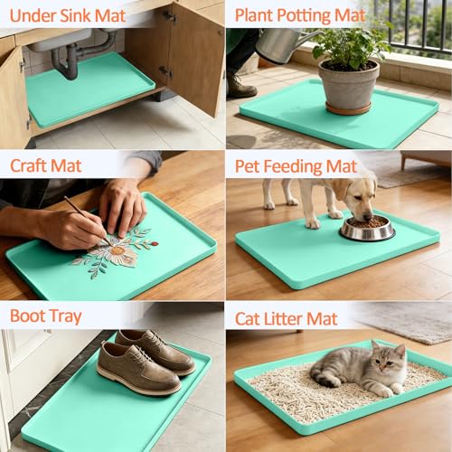 Silicone Coffee Maker Mat with Lip for Countertops 15.7''x11.8'' Mint Green (Mint Green / 15.7'' x 11.8'')