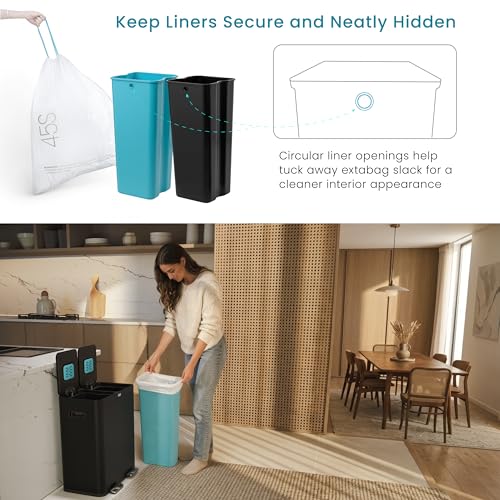 16 Gallon Kitchen Trash Can with Dual Compartments (Black / 16 Gallon)