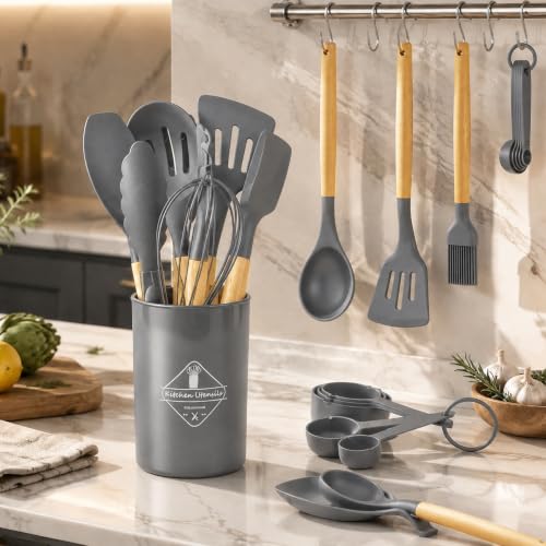 33 Pcs Silicone Kitchen Cooking Utensils Set (Gray)