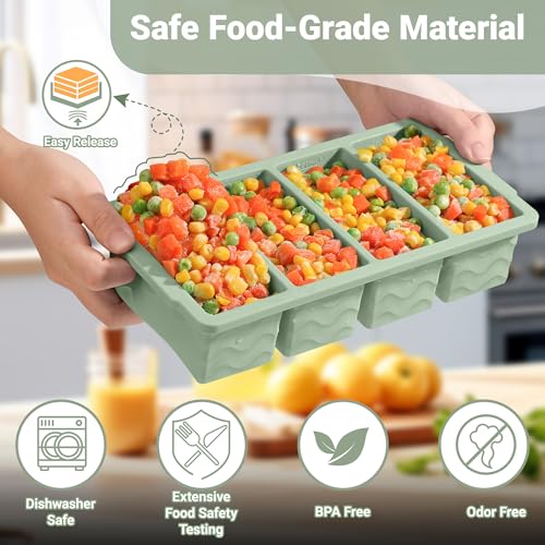 Silicone Freezer Trays with Lid for Soup (Green)