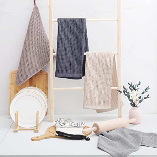 100% Cotton Waffle Weave Kitchen Dish Towels 4 (Dark Grey / 13 X 28 - 4 Pack)
