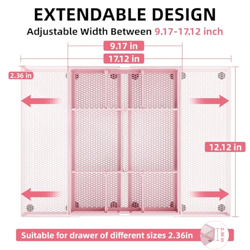 Expandable Desk Drawer Organizer (Expandable-Pink)