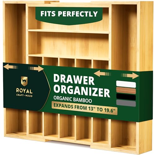 Luxury Bamboo Kitchen Drawer Organizer (Natural / 9 Slot)
