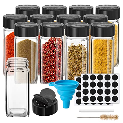 12 Pack Glass Spice Jars with Labels