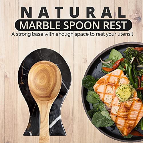 Luxury Handmade Multi Black Marble Spoon Rest for Kitchen Counter (Multi Black)