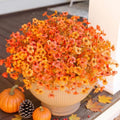 Artificial Fall Flowers Faux Mums for Outdoor Indoor Garden Home Decoration (F Orangeyellow)