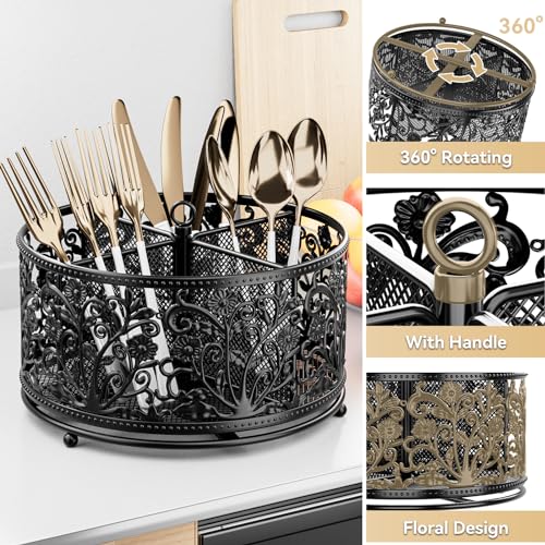 360° Rotating Flatware Caddy (Black)