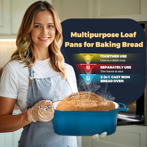 4.6 Quart Dutch Oven for Sourdough Bread Baking (Teal)