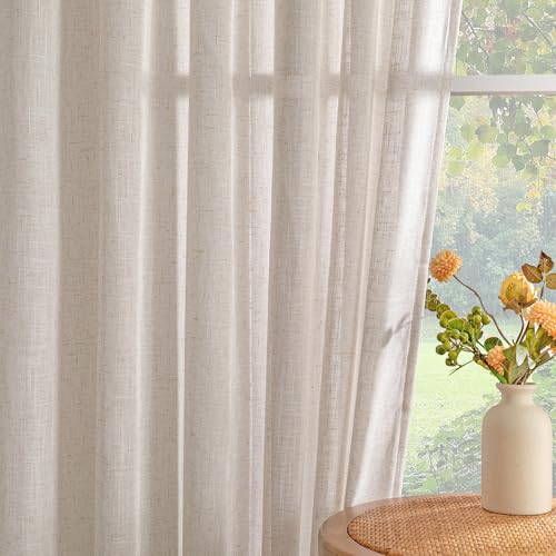 90 Inches Long Curtains for Living Room (50"W x 90"L (Pack of 2) / Natural Linen)