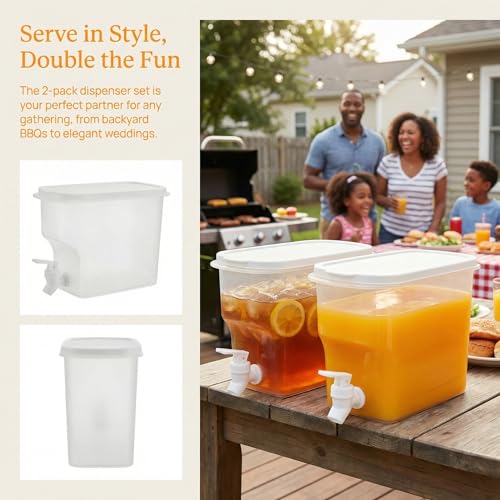 2 Pack 0.9 Gallon Fridge Beverage Drink Dispenser with Leak