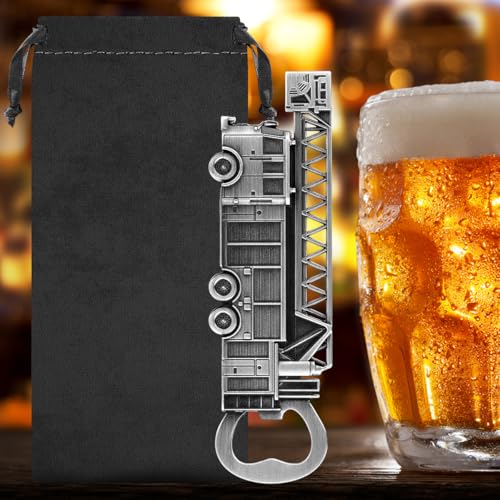Fire Truck Bottle Opener (Metallic Silver with Gift Bag)