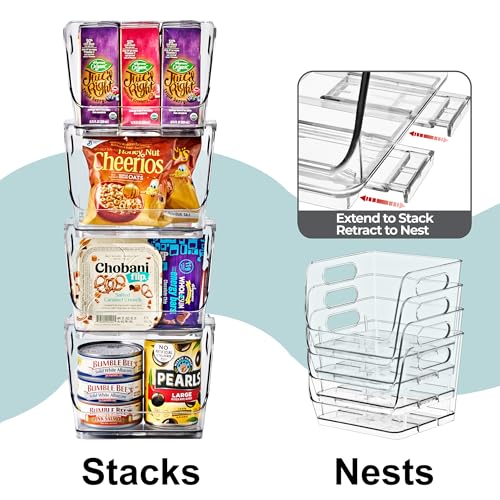 Clear Pantry Organizer with Stackable Storage Bins (Small Square / 8 Pack)