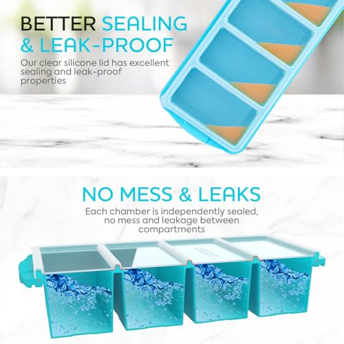 Silicone Freezer Tray With Lid (Blue / 1 Cup-2 Pack)