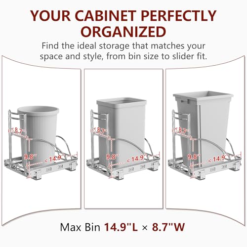 Under Sink Trash Can Pull Out Trash Hidden for 30 (Metallic Silver)