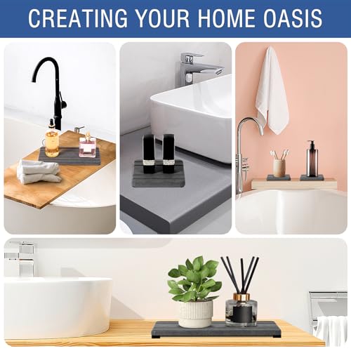 3PCS Water Absorbing Stone Tray (1pcs 21×10cm + 2pcs 10×10cm Dark Gray Stripe)