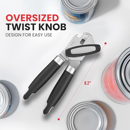 Can Opener with Large Bottle Opener (Side Bottle Opener Design / Black)