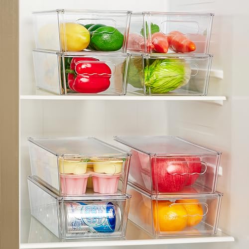 2pcs Clear Stackable Storage Bins with Lids (With Lid)