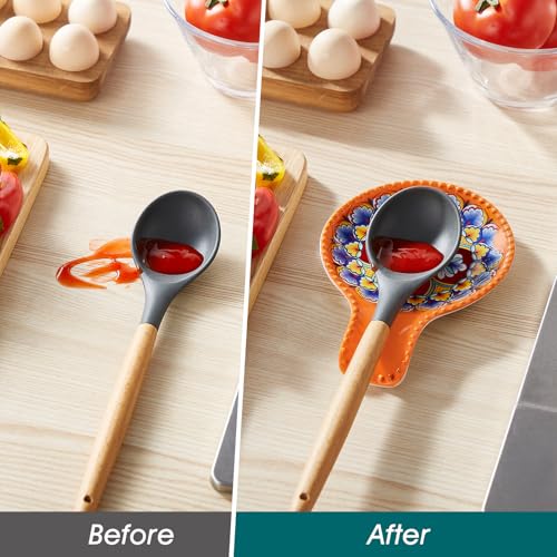7.7 Inch Ceramic Spoon Rest (Orange)