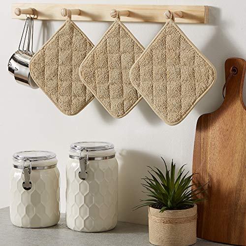 Basic Terry Collection Quilted 100% Cotton (Potholder (3 Piece) / Pebble)