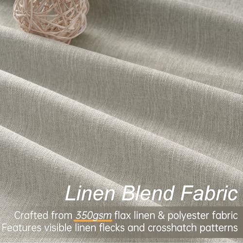 100% Blackout Grey Linen 96 Inch Length Curtains for Living Room 100% Blackout Pleated Drapes Noise Reducing Thermal Insulated Curtain Panels for Bedroom 2 Panels Flax Grey (Flax Grey / 52"W x 96"L (Pack of 2))