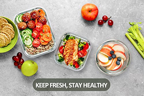 24 Piece Glass Food Storage Containers with Lids (Gray)