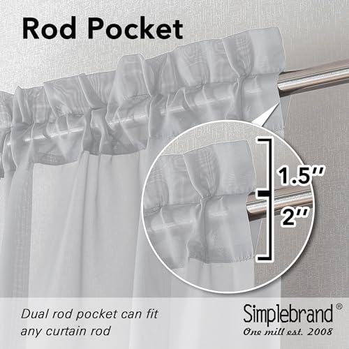Light Grey Sheer Curtains 96 Inches Long (Light Grey / 42"W x 96"L (Pack of 2))