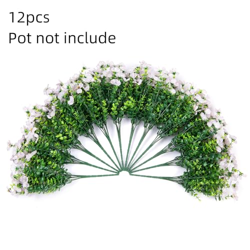 Artificial Flowers for Outdoor Indoor Garden Home Decoration (Creamy White)